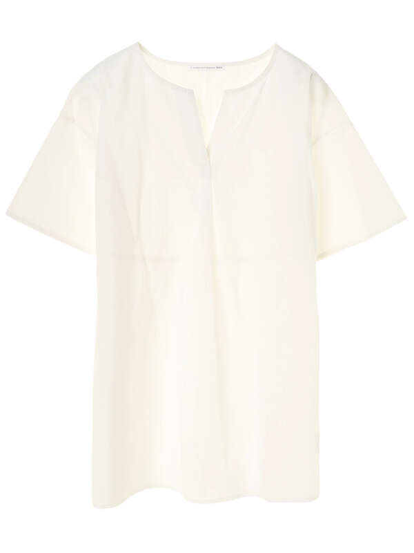 アウトレット スキッパーチュニック オフホワイト ストライプ