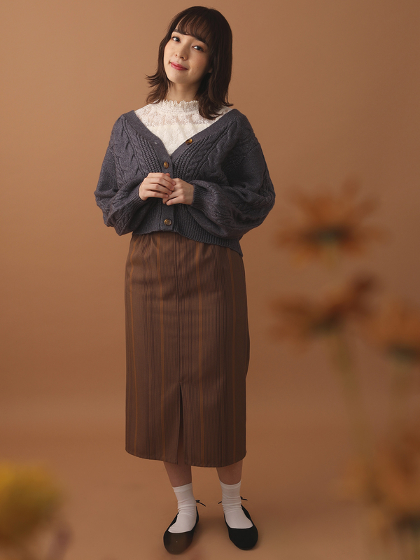 Trストライプベルト付スカート ベージュ ブラウン E Hyphen World Gallery イーハイフンワールドギャラリー のレディース スカート 2b93l0l00 ファッション通販のstripe Club