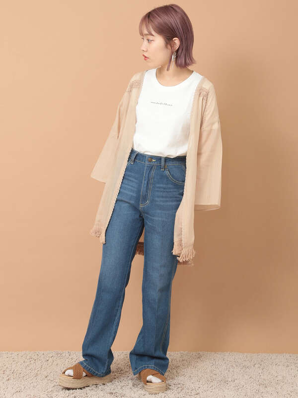 アウトレット デニムフレアパンツ ライトインディゴ ミディアムインディゴ E Hyphen World Gallery イーハイフンワールドギャラリー のレディースパンツ 2b93l0f10 ファッション通販のstripe Club