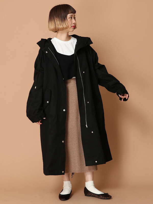 アウトレット ビックシルエットミリタリーコート ブラック ベージュ カーキ E Hyphen World Gallery イーハイフン ワールドギャラリー のレディースコート 2b93l0y05 ファッション通販のstripe Club