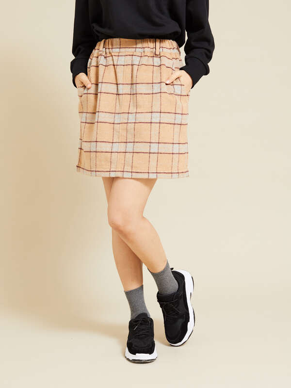 アウトレット ネルチェック台形スカート グレー ブラック ベージュ E Hyphen World Gallery イーハイフンワールドギャラリー のレディーススカート 2b94l0l10 ファッション通販のstripe Club