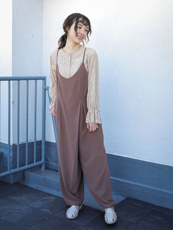 アウトレット キャミサロペット ブラック ベージュ チョコレート E Hyphen World Gallery イーハイフン ワールドギャラリー のレディースサロペット 2b02l3h0100 ファッション通販のstripe Club