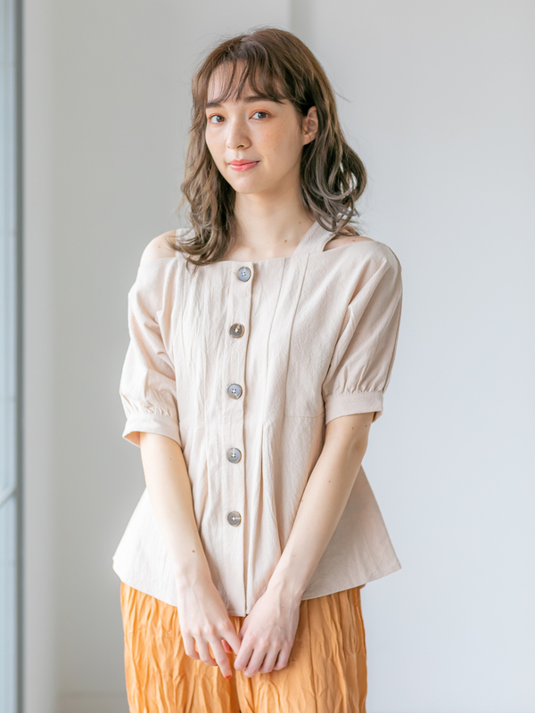 アウトレット 古着 ウエストタックブラウス オフホワイト ブラック ベージュ イエロー カーキ E Hyphen World Gallery イーハイフンワールドギャラリー のレディースシャツ ブラウス 2b06l0a0800 ファッション通販のstripe Club