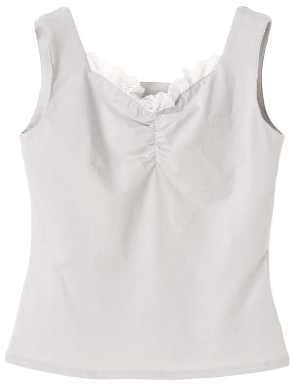 アウトレット 古着 ミニ裏毛フリルタンク ブラック ライトブルー