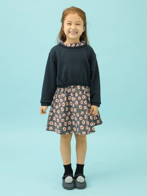 アウトレット 古着 Kids 花柄ギャザーワンピース アイボリー ネイビー Green Parks グリーンパークス のキッズワンピース 6p93k1h0300 ファッション通販のstripe Club