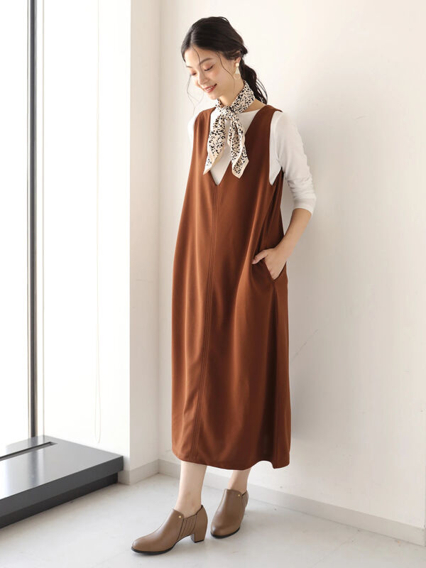 Set2点 天竺インナー Vネックワンピース ブラック ブラウン ネイビー Green Parks グリーンパークス のレディースワンピース 6a93l1h00 ファッション通販のstripe Club