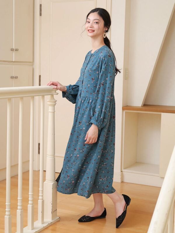 前あき花柄ワンピース ベージュ グリーン ネイビー Green Parks グリーンパークス のレディースワンピース 6a93l0h10 ファッション通販のstripe Club