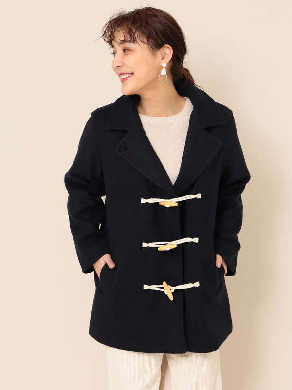 アウトレット ミディ丈ダッフルコート 杢グレー キャメル ネイビー Green Parks グリーンパークス のレディースコート 6a97l0z0100 ファッション通販のstripe Club