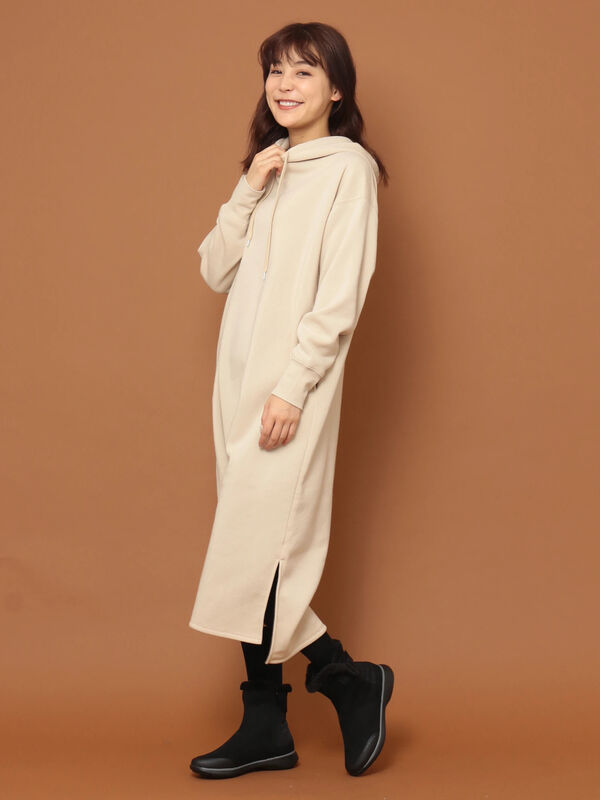 アウトレット 裏起毛フード付きワンピース ブラック ライトベージュ ブラウン Green Parks グリーンパークス のレディースワンピース 6a97l1h0100 ファッション通販のstripe Club