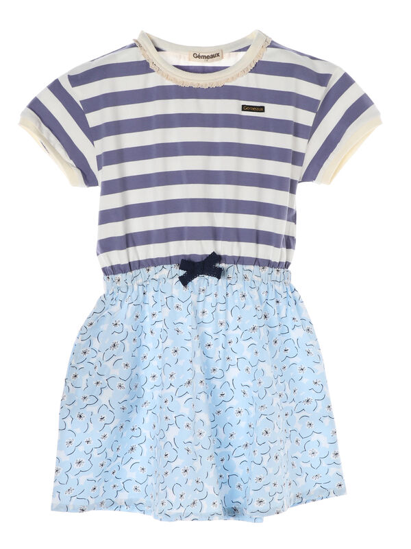 Kids 切替花柄半袖ワンピース イエロー サックスブルー Green Parks グリーンパークス のキッズワンピース 6p01k1h0500 ファッション通販のstripe Club