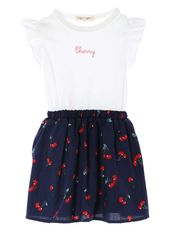 Kids さくらんぼ柄切替ワンピース ホワイト ネイビー Green Parks グリーンパークス のキッズワンピース 6p01k1h0600 ファッション通販のstripe Club
