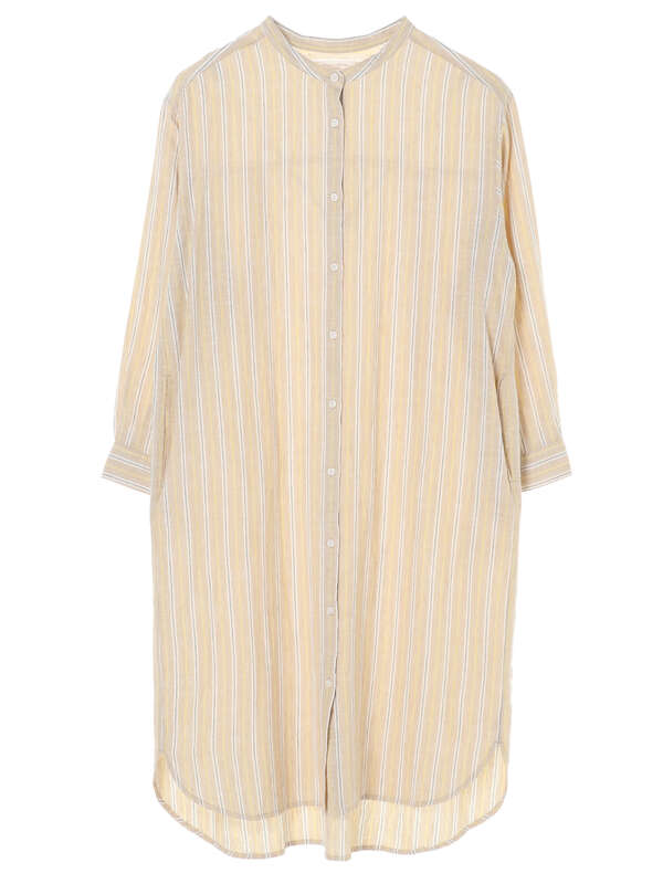 リネン前開きワンピース ライトベージュ ネイビー ストライプ ストライプネイビー Green Parks グリーンパークス のレディースワンピース 6a02l0h00 ファッション通販のstripe Club