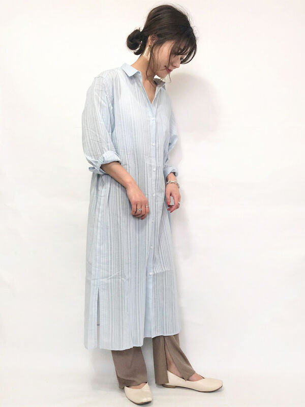 アウトレット シャドーストライプワンピース オフホワイト サックスブルー ネイビー Green Parks グリーンパークス のレディース ワンピース 6a02l0h0300 ファッション通販のstripe Club