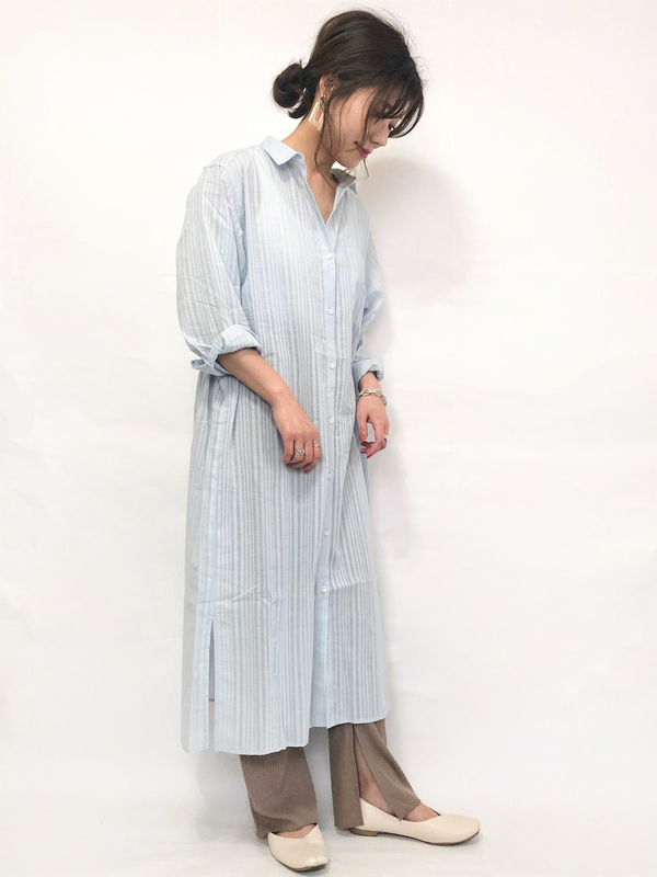 アウトレット シャドーストライプワンピース オフホワイト サックスブルー ネイビー Green Parks グリーンパークス のレディース ワンピース 6a02l0h0300 ファッション通販のstripe Club
