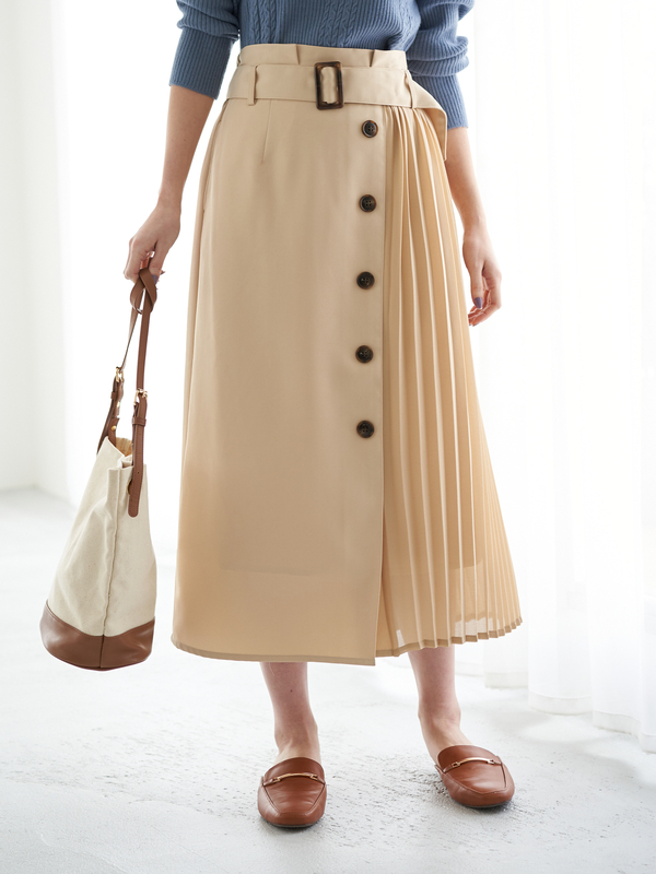 古着 Ray Cassin サイドプリーツトレンチスカート ベージュ カーキ ネイビー Green Parks グリーンパークス のスカート 6p01l0l0500 ファッション通販のstripe Club