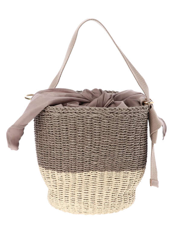 バイカラーペーパーカゴバッグ ブラック モカ カーキ Green Parks グリーンパークス のバッグ ポーチ 6p02l0j0300 ファッション通販のstripe Club