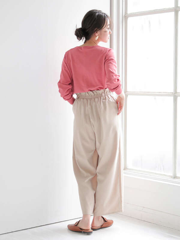 ウエストドロストワイドパンツ ベージュ ブルー ネイビー Green Parks グリーンパークス のレディースパンツ 6a02l0f0400 ファッション通販のstripe Club