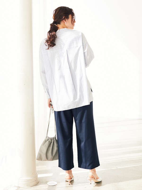 ウエストドロストワイドパンツ ベージュ ブルー ネイビー Green Parks グリーンパークス のレディースパンツ 6a02l0f0400 ファッション通販のstripe Club