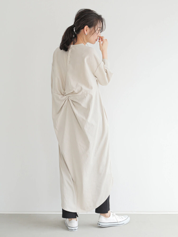 Ray Cassin 後ネジリ7分tワンピ ライトグレー チャコールグレー ベージュ ラベンダー Green Parks グリーンパークス のレディースワンピース 6p02l1h00 ファッション通販のstripe Club