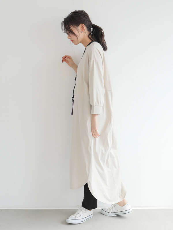 Ray Cassin 後ネジリ7分tワンピ ライトグレー チャコールグレー ベージュ ラベンダー Green Parks グリーンパークス の ワンピース 6p02l1h00 ファッション通販のstripe Club