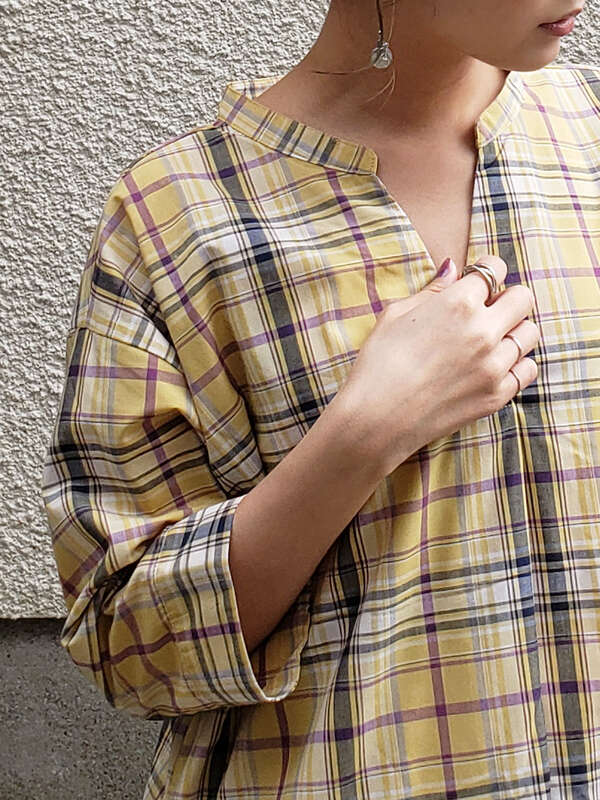 マドラスチェックシャツワンピース イエロー グリーン ブラックウォッチグリーン Green Parks グリーンパークス のレディースワンピース 6a06l0h0100 ファッション通販のstripe Club