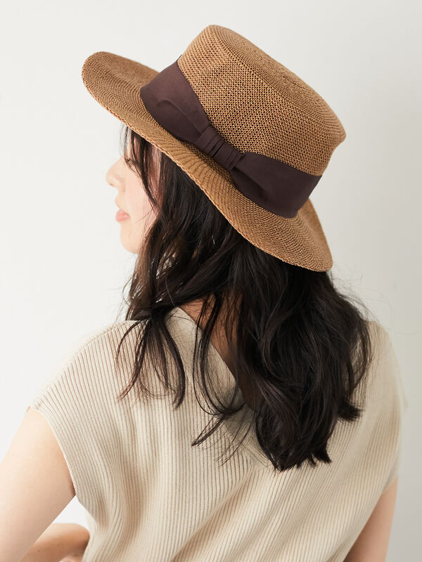 サーモリボンカンカンハット ベージュ ブラウン キャメル Green Parks グリーンパークス のレディースハット 帽子 6p06l3j0100 ファッション通販のstripe Club