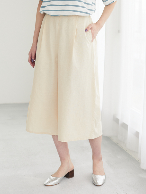 アウトレット ダンガリーワイドパンツ ベージュ ブルー ネイビー Green Parks グリーンパークス のレディースパンツ 6a06l0f10 ファッション通販のstripe Club