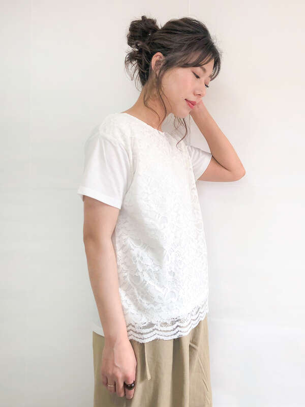 Set2点 レーストップス ニットカーデ オフホワイト ベージュ ネイビー Green Parks グリーンパークス のレディースカーディガン 6a02l2d0140 ファッション通販のstripe Club