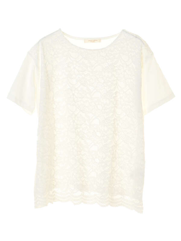 古着 Set2点 レーストップス ニットカーデ オフホワイト ベージュ ネイビー Green Parks グリーンパークス のレディースカーディガン 6a02l2d0140 ファッション通販のstripe Club