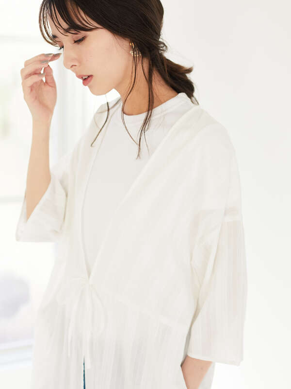 アウトレット 羽織りシャツワンピース オフホワイト ブラック ベージュ Green Parks グリーンパークス のレディースワンピース 6a06l0h1100 ファッション通販のstripe Club