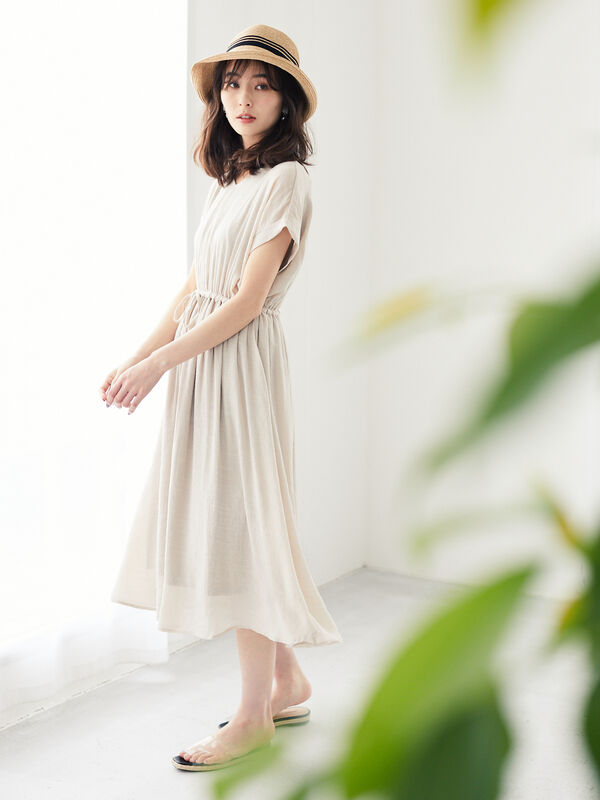 Elencare Due スラブドルマンワンピース ブラック ピンク ベージュ カーキ Green Parks グリーンパークス のレディース ワンピース 6p06l0h0300 ファッション通販のstripe Club