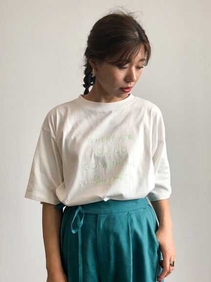 Green Parks(グリーンパークス) |4段ロゴTシャツ(オフホワイト)