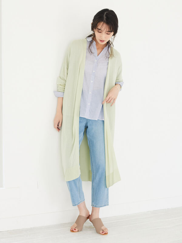 接触冷感 ハイツイストロングカーデ ライトベージュ ブラウン ミント ブルー Green Parks グリーンパークス のレディースカーディガン 6a06l2d0500 ファッション通販のstripe Club