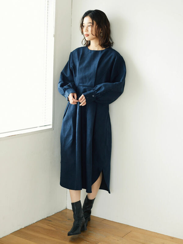 アウトレット Titivate スエードタックワンピース ベージュ カーキ ネイビー Green Parks グリーンパークス のワンピース 6p04l0h0100 ファッション通販のstripe Club