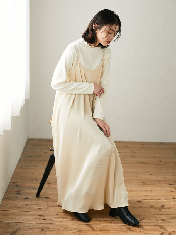 アウトレット Ray Cassin プリーツキャミワンピース アイボリー ブラック グレーベージュ モカ ラベンダー Green Parks グリーンパークス のレディースワンピース 6p07l0h0100 ファッション通販のstripe Club