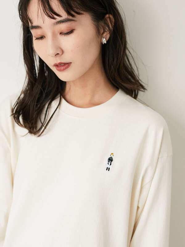 おしゃれ女の子刺繍プルオーバー オフホワイト ブラック ライトベージュ Green Parks グリーンパークス のレディースカットソー 6a04l1c0400 ファッション通販のstripe Club