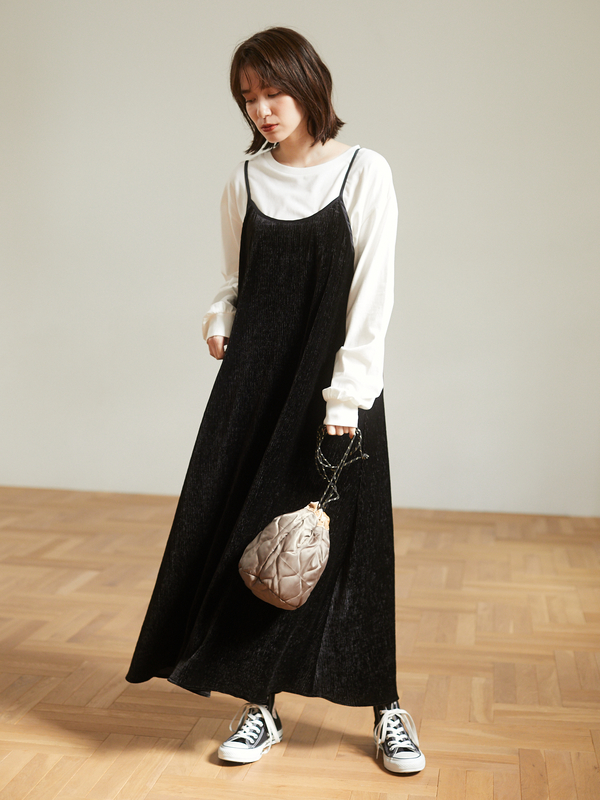 アウトレット 古着 Ray Cassin ベロアプリーツキャミワンピ ス グレー ブラック モカ Green Parks グリーンパークス のレディースワンピース 6p07l1h0800 ファッション通販のstripe Club