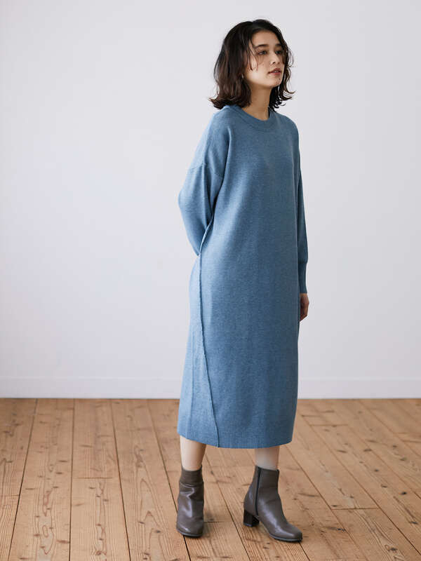 バックスリットニットワンピース ブラック モカ ブルー Green Parks グリーンパークス のレディースワンピース 6a07l2h0300 ファッション通販のstripe Club