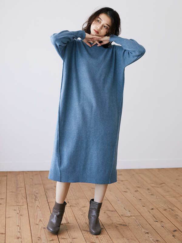 バックスリットニットワンピース ブラック モカ ブルー Green Parks グリーンパークス のレディースワンピース 6a07l2h0300 ファッション通販のstripe Club