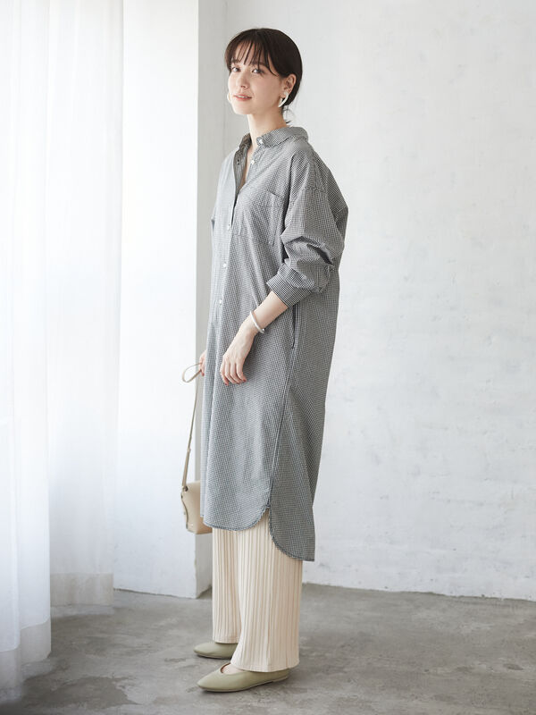 アウトレット 高密度 襟付きシャツワンピース ミント ネイビー ストライプ ギンガムチェック ストライプサックス Green Parks グリーンパークス のレディースワンピース 6a11l0h00 ファッション通販のstripe Club