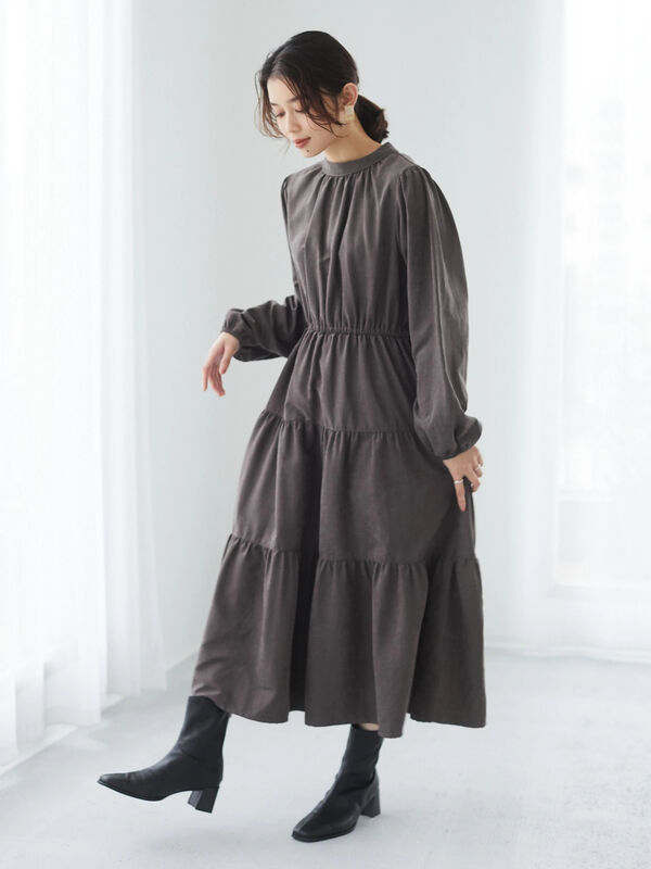 Elencare Due ティアードワンピース ベージュ ブラウン グリーン ブルー Green Parks グリーンパークス のレディース ワンピース 6p07l0h1100 ファッション通販のstripe Club