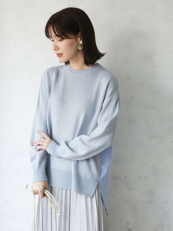 バッグシャツニットドッキングプルオーバー 杢ライトグレー ブラック サックスブルー Green Parks グリーンパークス のレディースニット セーター 6a11l2c0930 ファッション通販のstripe Club