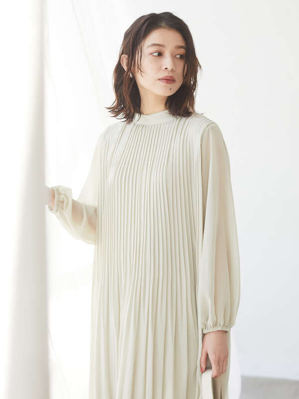 シフォンプリーツワンピース ブラック ライトカーキ パープル Green Parks グリーンパークス のレディースワンピース 6a11l0h0700 ファッション通販のstripe Club