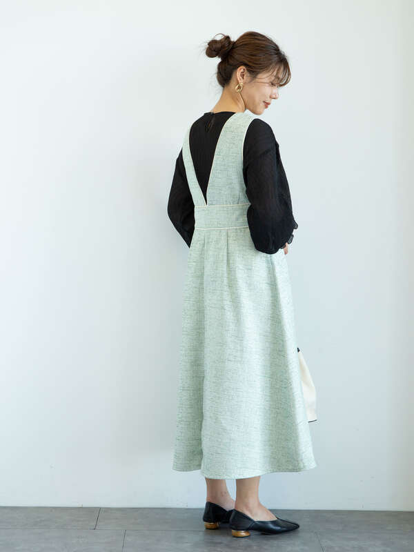 アウトレット Elencare Due ツィードジャンパースカート アイボリー ベージュ ミント Green Parks グリーンパークス のレディースワンピース 6p11l0h1100 ファッション通販のstripe Club