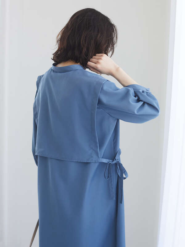 ラップ7分袖ワンピース チャコールグレー オレンジ ブルー Green Parks グリーンパークス のレディースワンピース 6a12l0h0300 ファッション通販のstripe Club