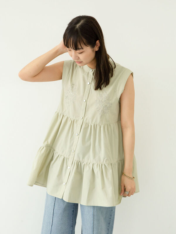アウトレット】・ELENCARE DUE 刺繍ティアードチュニック（オフホワイト/ブラック/イエロー/ラベンダー） / Green  Parks（グリーンパークス）のレディースチュニック【6P16L0G0500】｜ファッション通販のSTRIPE CLUB