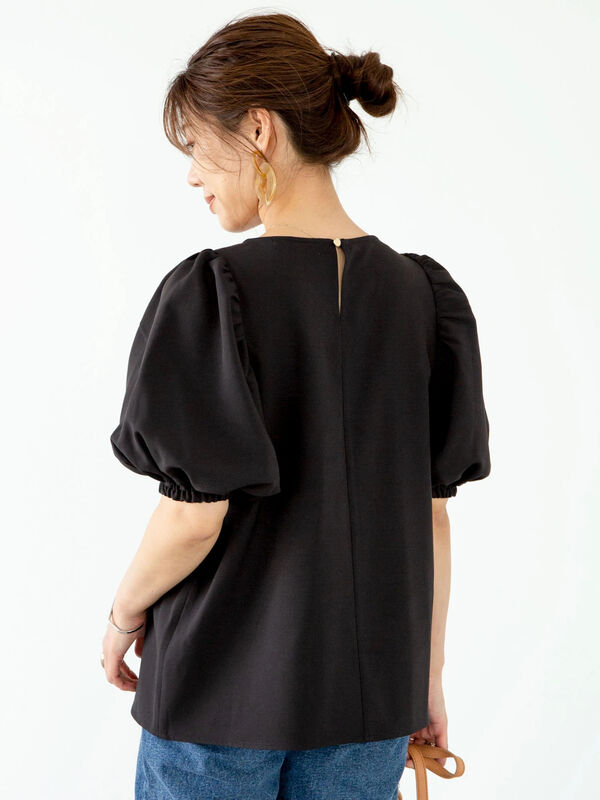 アウトレット Uvカット加工 ストレッチギャザーパフスリーブブラウス オフホワイト ブラック ライトベージュ Green Parks グリーンパークス のレディースシャツ ブラウス 15l0a0900 ファッション通販のstripe Club