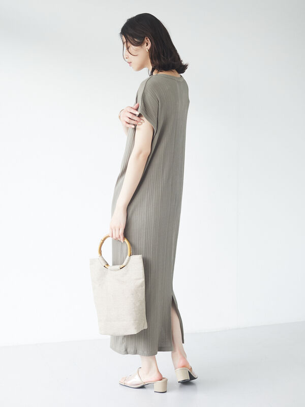 アウトレット 古着 ランダムリブワンピース ブラック ライトベージュ ブラウン カーキ Green Parks グリーンパークス のレディース ワンピース 6a16l1h0600 ファッション通販のstripe Club