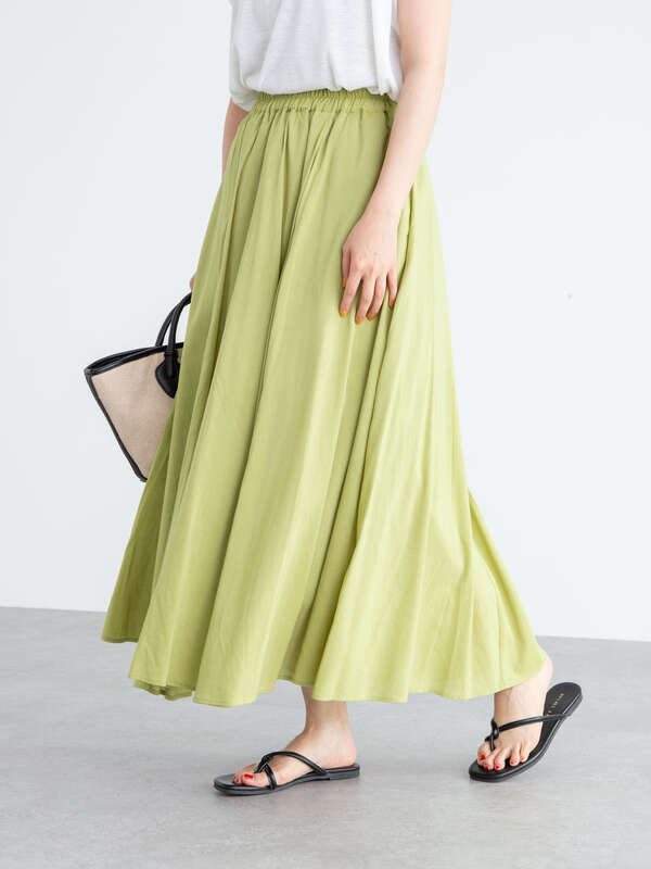 ボリュームロングスカート ベージュ グリーン ストライプ ギンガムチェック クリーム Green Parks グリーンパークス のレディース スカート 6a16l0l0500 ファッション通販のstripe Club