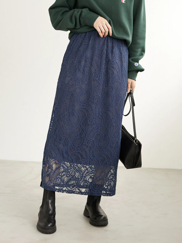 アウトレット レースタイトロングスカート オレンジ ブラウン ブルー Green Parks グリーンパークス のレディーススカート 6n13l0l0600 ファッション通販のstripe Club